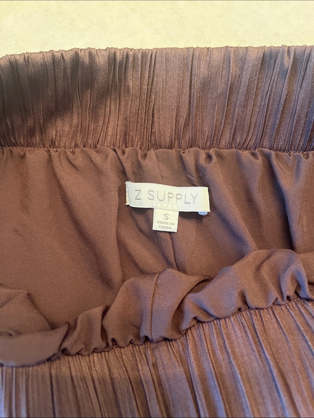 Z Supply Brown Wide-Leg Pleated Pull-On Pants - Picture 4 of 5